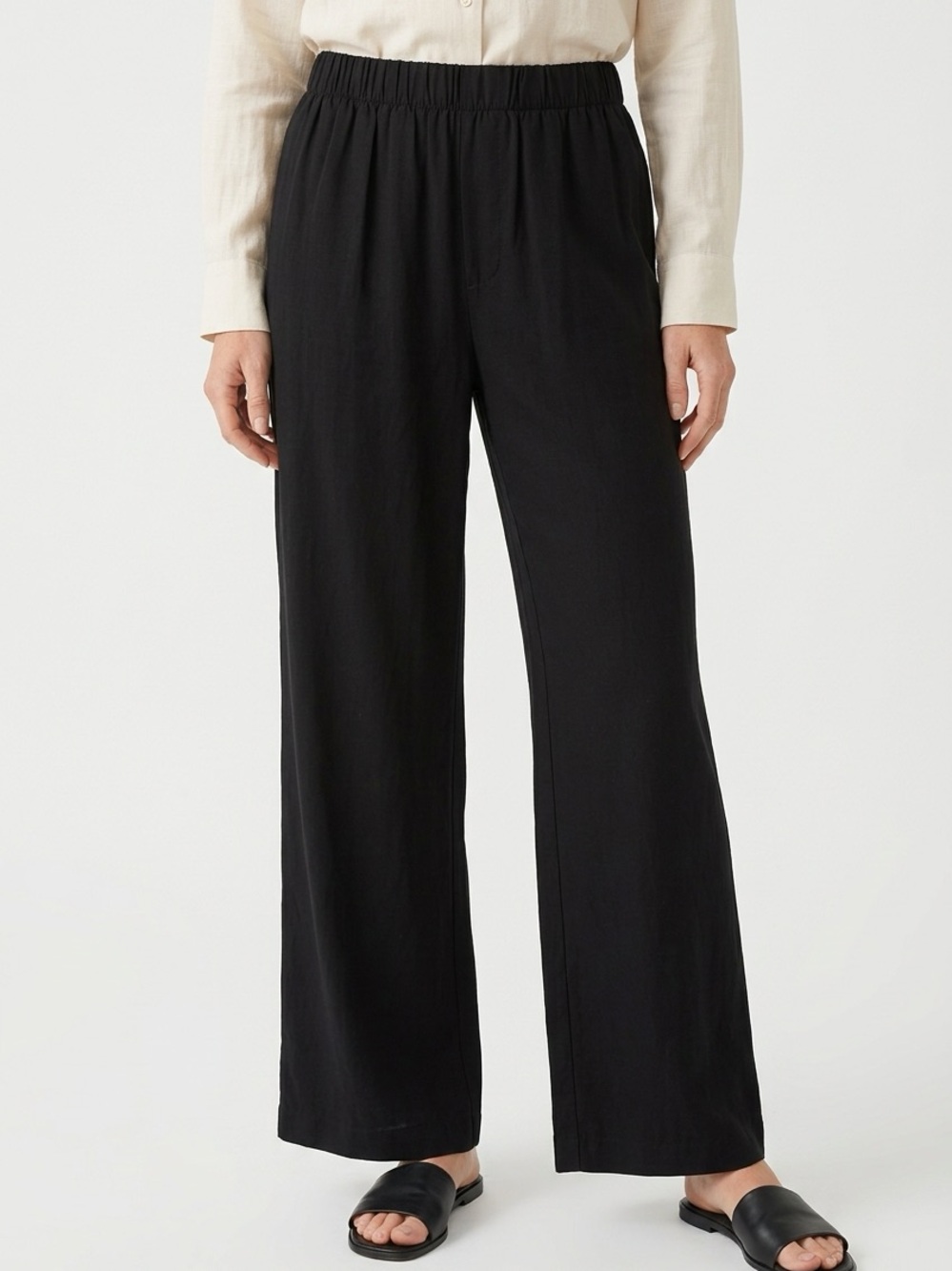 OAK + FORT | Black Wide-Leg Elastic Waist Pants Women’s Size Small